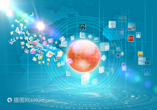 媒體背景商業(yè)高科技媒體背景與符號圖標